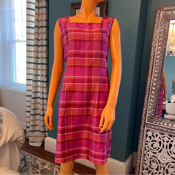 JILLIAN JONES Plaid Silk Shantung Sleeveless Dress - Picture 4 of 12